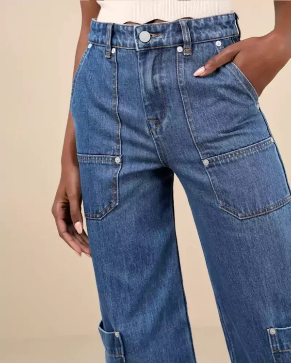 womens cargo denim pants
