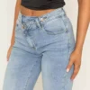 Asymmetrical denim jeans