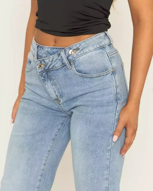 Asymmetrical denim jeans