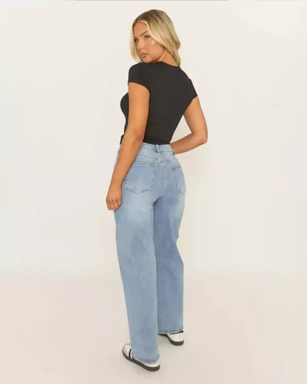 Asymmetrical denim jeans
