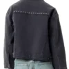 Black crop denim jacket for women