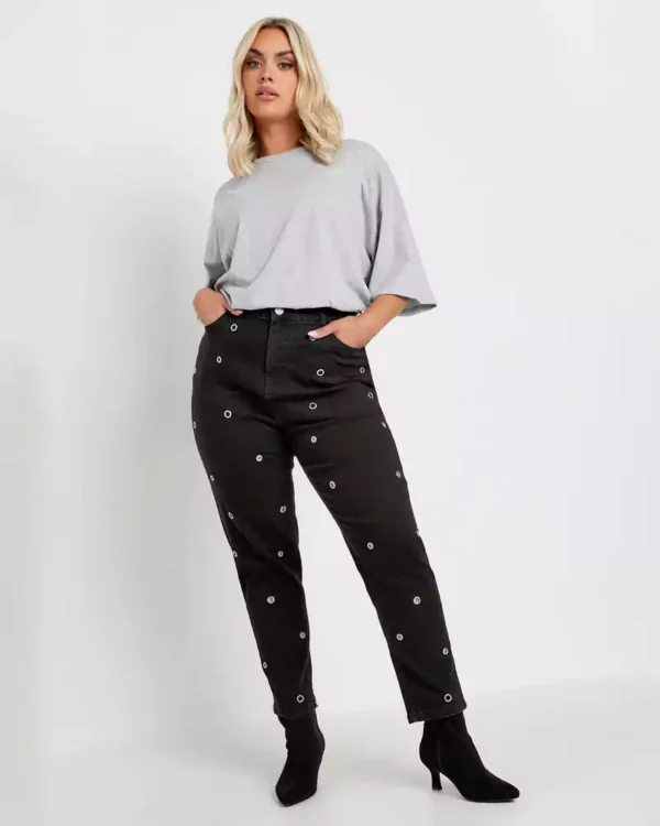 Black denim mom jeans
