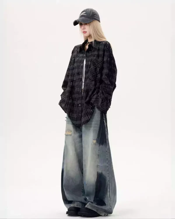 Bleach wash denim jeans