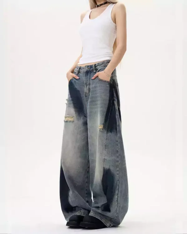 Bleach wash denim jeans