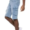 Blue denim cargo shorts