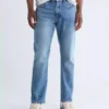 Blue denim straight leg jeans