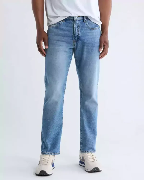 Blue denim straight leg jeans