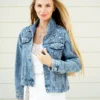 Bridal denim jacket with pearls