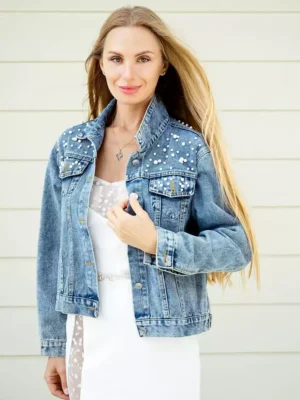 Bridal denim jacket with pearls Bridal denim jacket with pearls