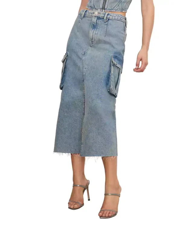 Cargo skirt long denim