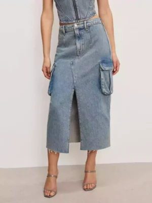 Cargo skirt long denim