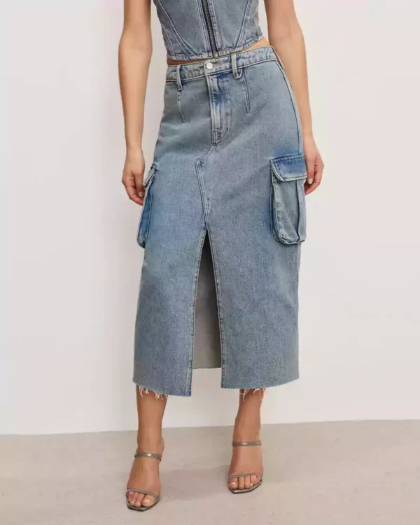 Cargo skirt long denim