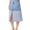 Colorblock denim skirt