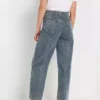 Dark denim barrel leg jeans