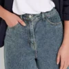 Dark denim barrel leg jeans