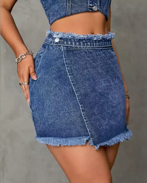 Dark denim jean skirt