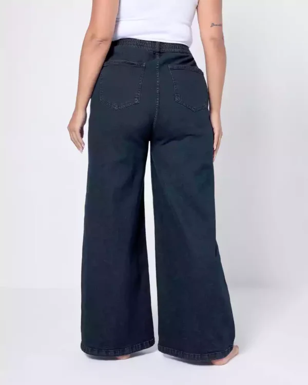 Dark denim wide leg jeans women