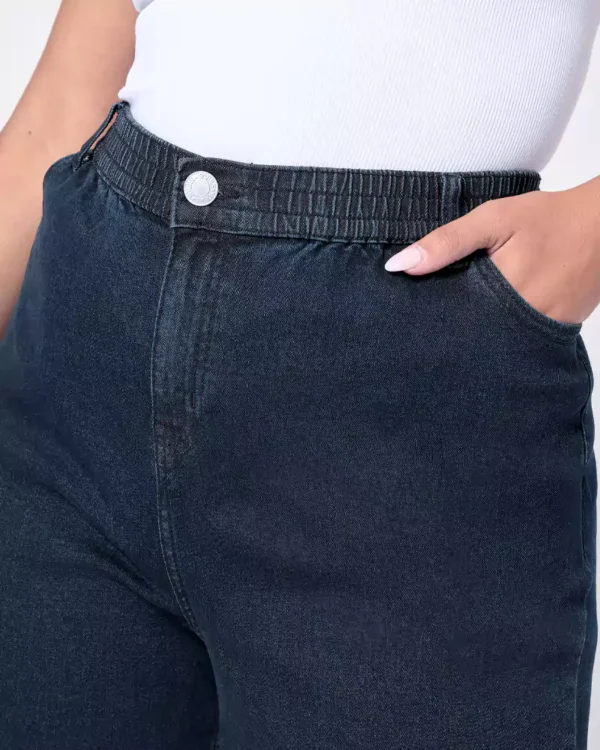 Dark denim wide leg jeans women