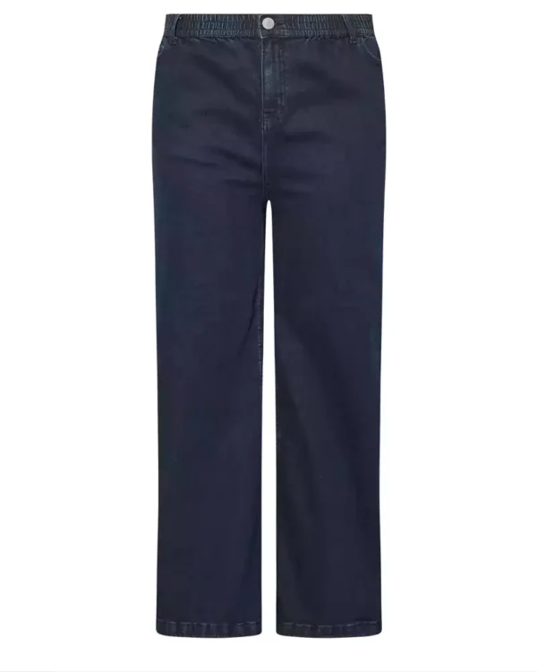 Dark denim wide leg jeans women