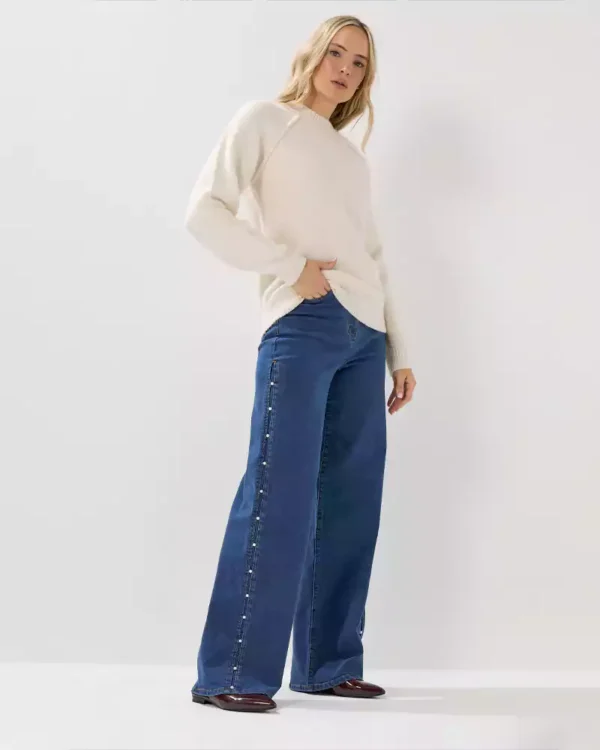 Denim blue wide leg jeans