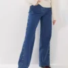 Denim blue wide leg jeans