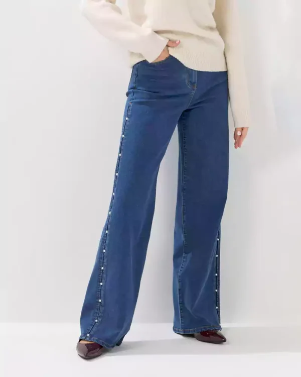 Denim blue wide leg jeans