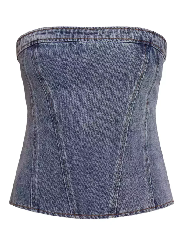 Denim corset top outfit