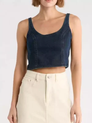 Denim crop tank top