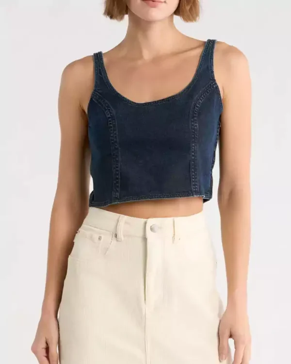 Denim crop tank top