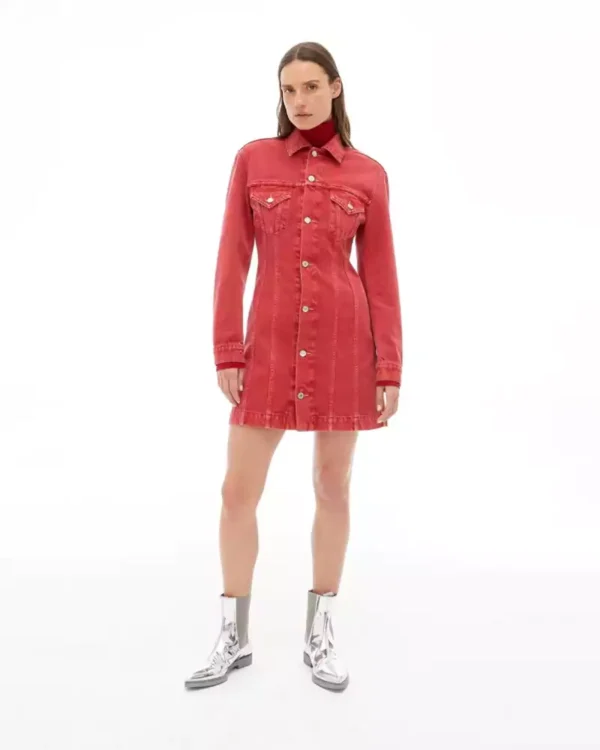 Denim dress red