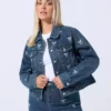 Denim floral jacket