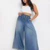 Denim flowy pants