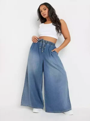 Denim flowy pants