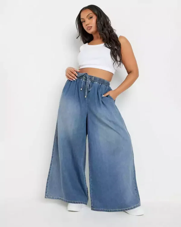 Denim flowy pants
