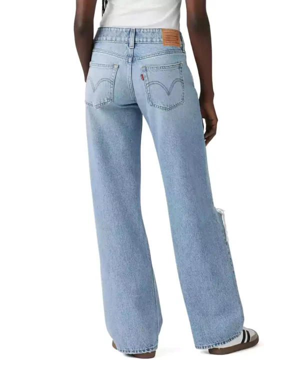 Denim frayed detail straight leg jeans