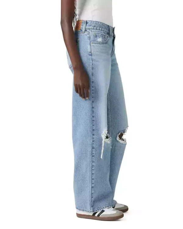 Denim frayed detail straight leg jeans