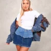 Denim fringe skirt