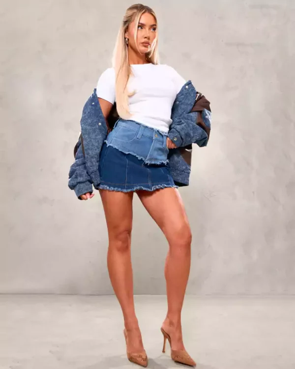 Denim fringe skirt