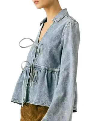 Denim front tie top