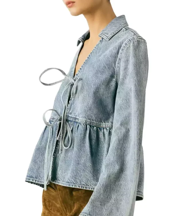 Denim front tie top
