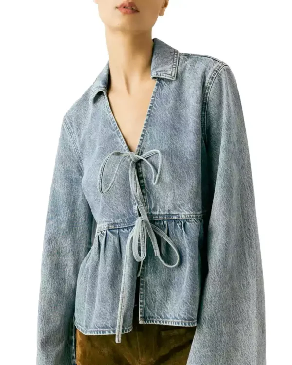 Denim front tie top