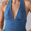 Denim halter crop top