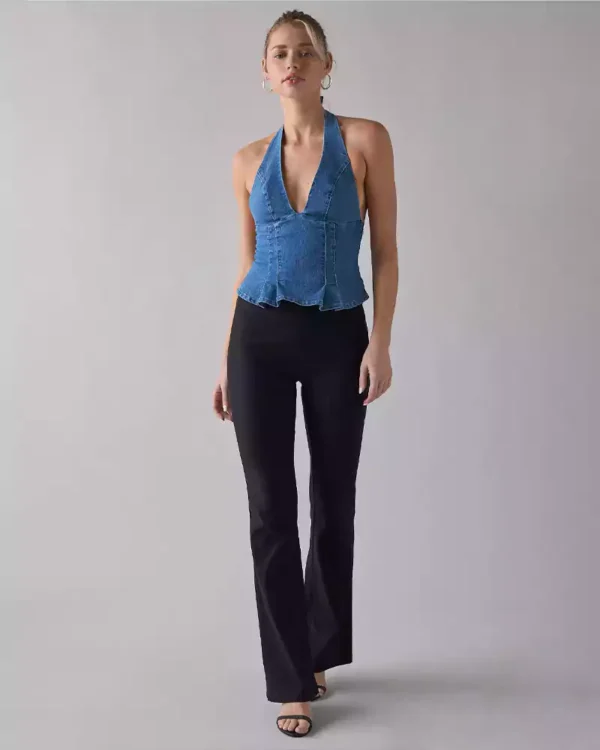 Denim halter crop top