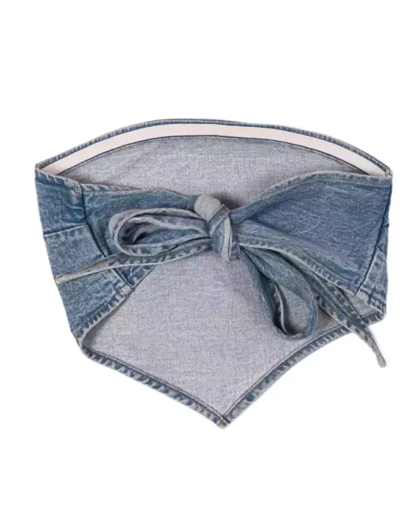 Denim halter tie top