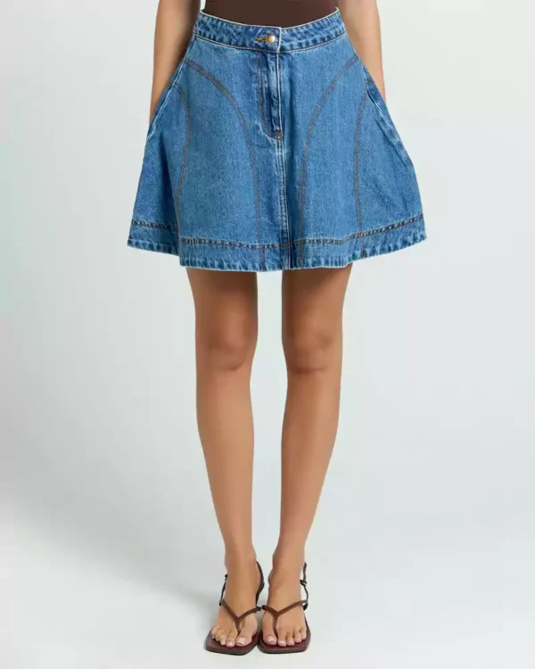 Denim jean mini skirt