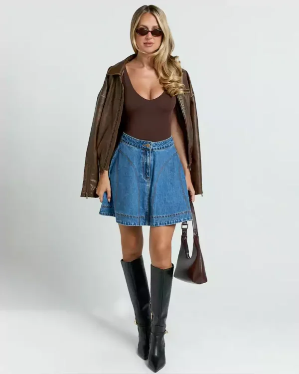 Denim jean mini skirt