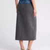 Denim midi skirt with split