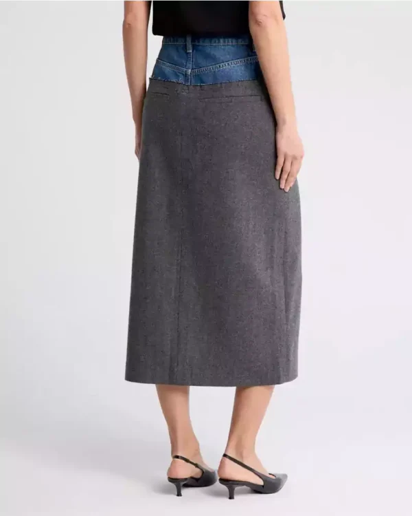 Denim midi skirt with split
