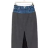 Denim midi skirt with split