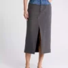 Denim midi skirt with split